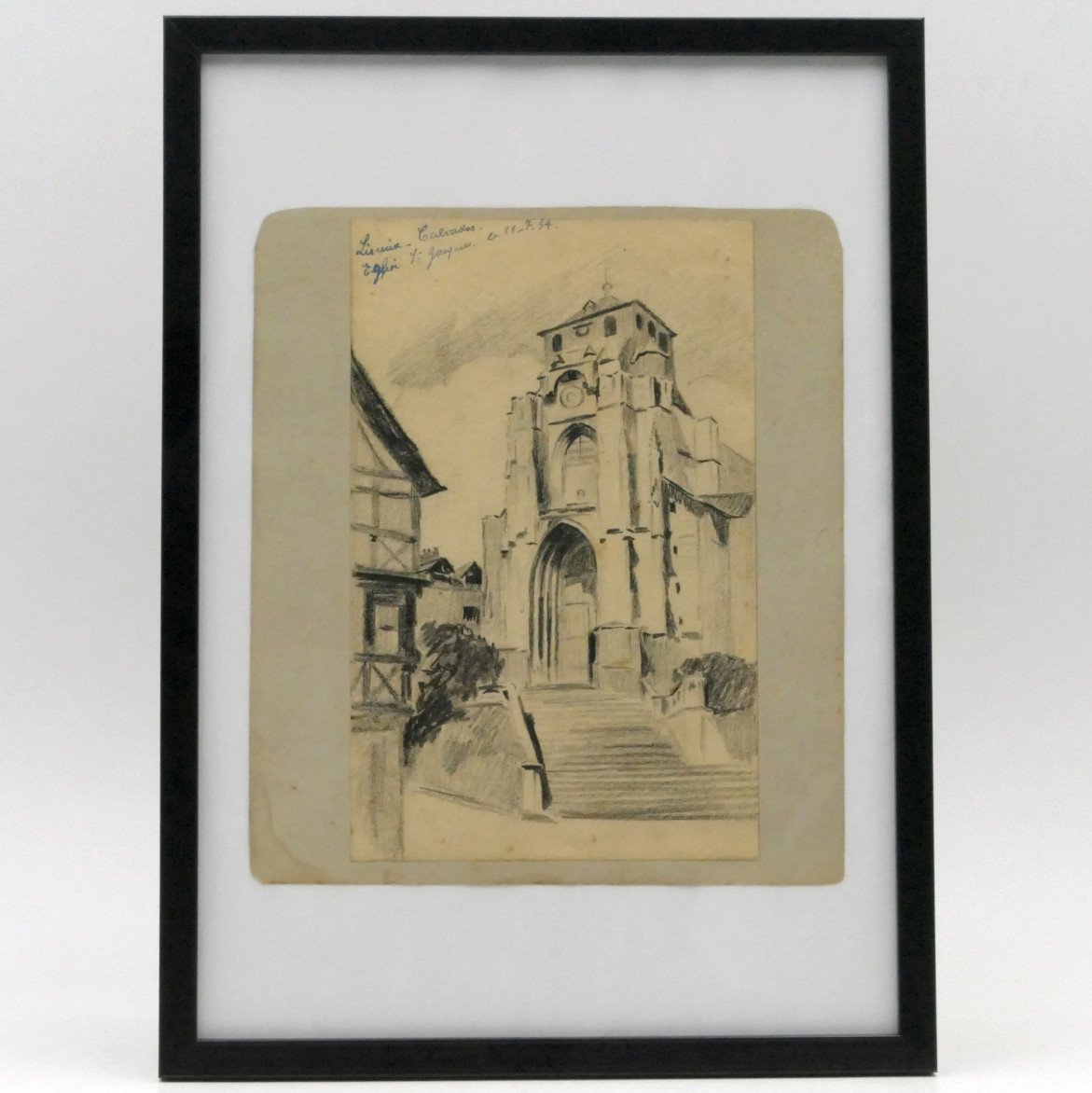 « Lisieux, Calvados, église Saint-Jacques », Dessin Au Graphite, Alex Jorio, 21 Juin 1934.-photo-2