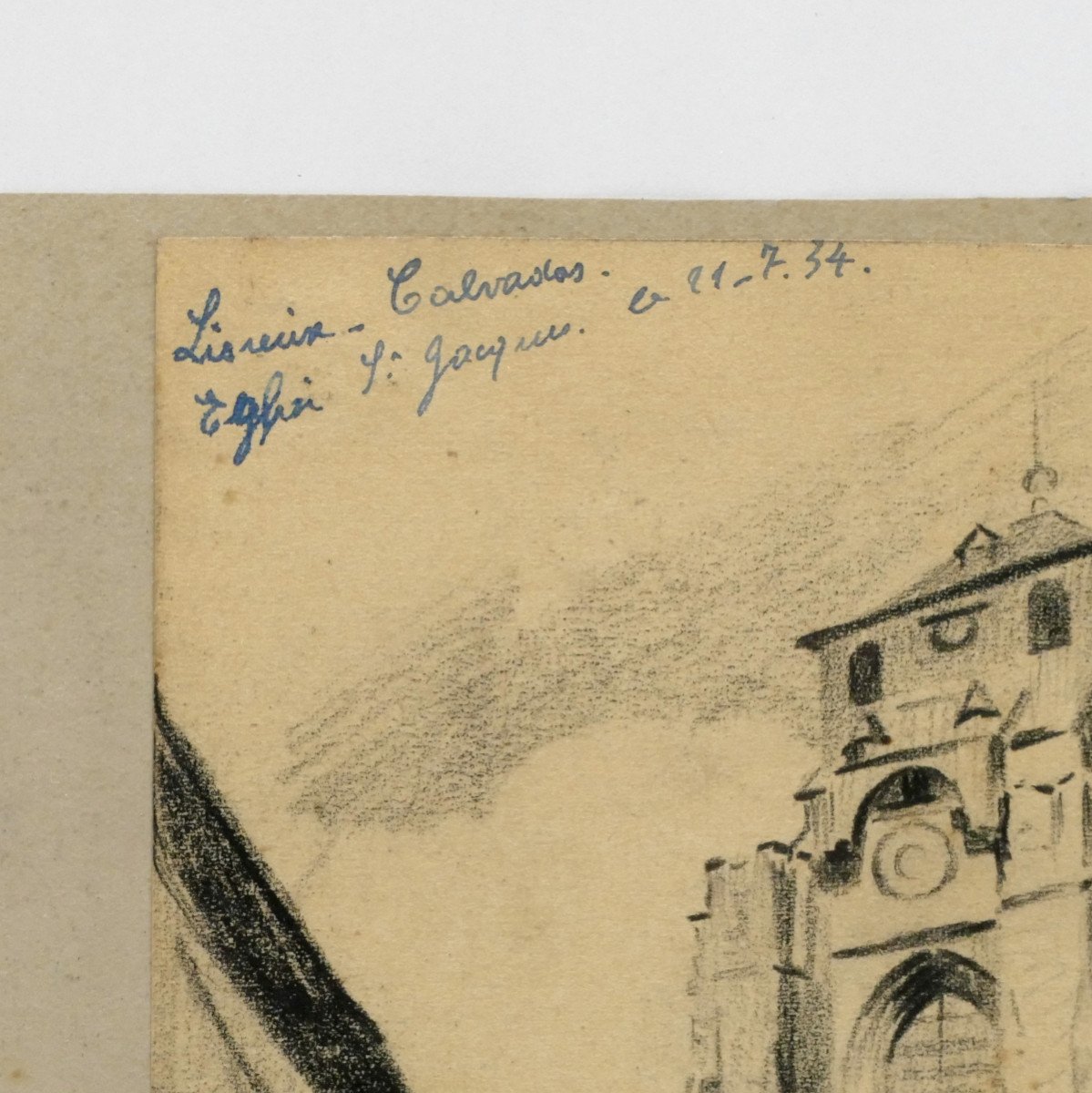 « Lisieux, Calvados, église Saint-Jacques », Dessin Au Graphite, Alex Jorio, 21 Juin 1934.-photo-3