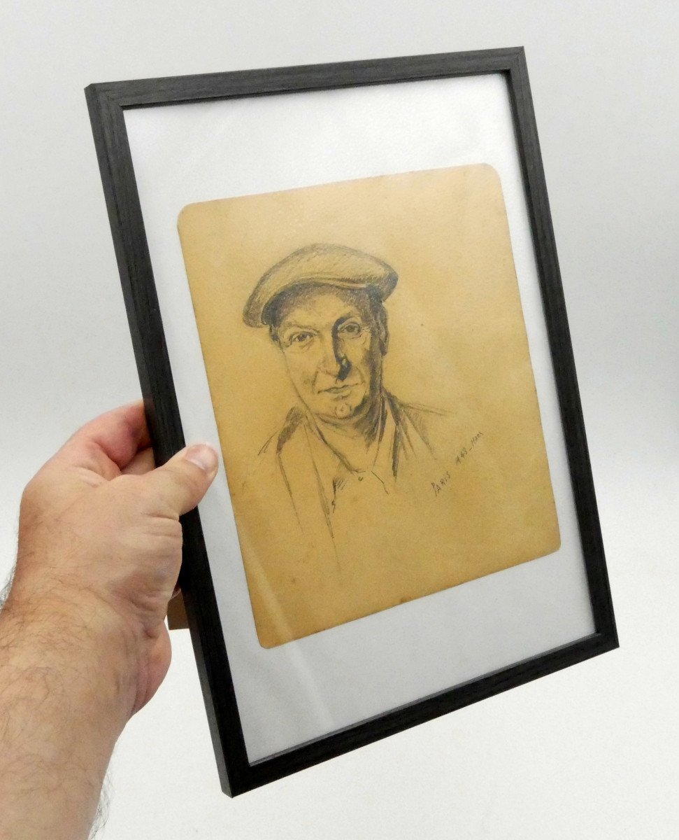 « L'homme Au Béret », Dessin Au Graphite, Alex Jorio, Paris Mars 1943.-photo-3