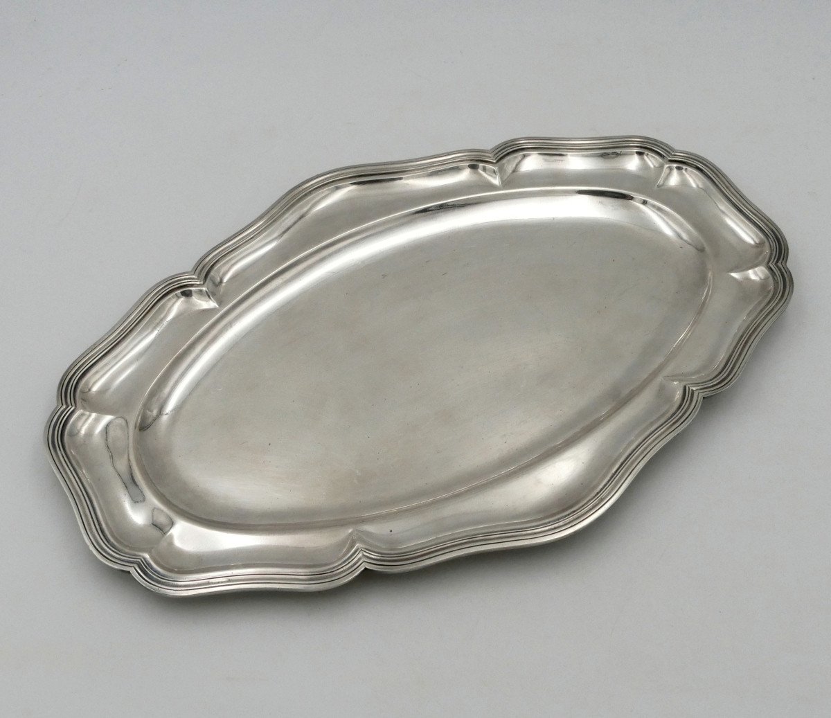 Silver Metal Serving Dish, Nets, 20th Century.