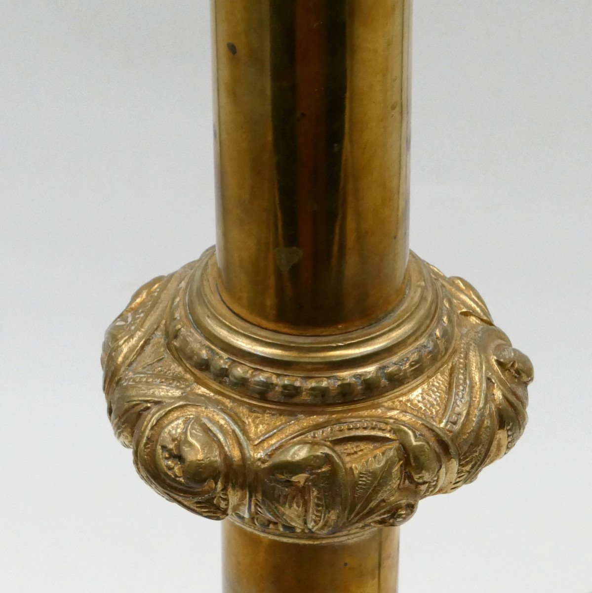 Neo-gothic Candlestick, Bronze And Brass, 19th Century.-photo-6