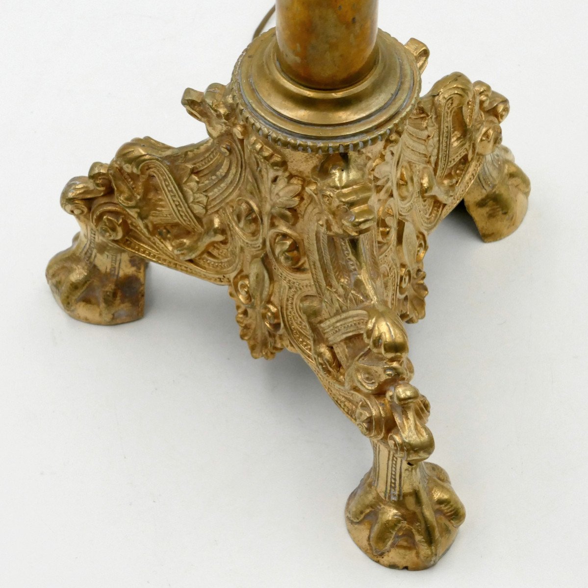 Neo-gothic Candlestick, Bronze And Brass, 19th Century.-photo-7