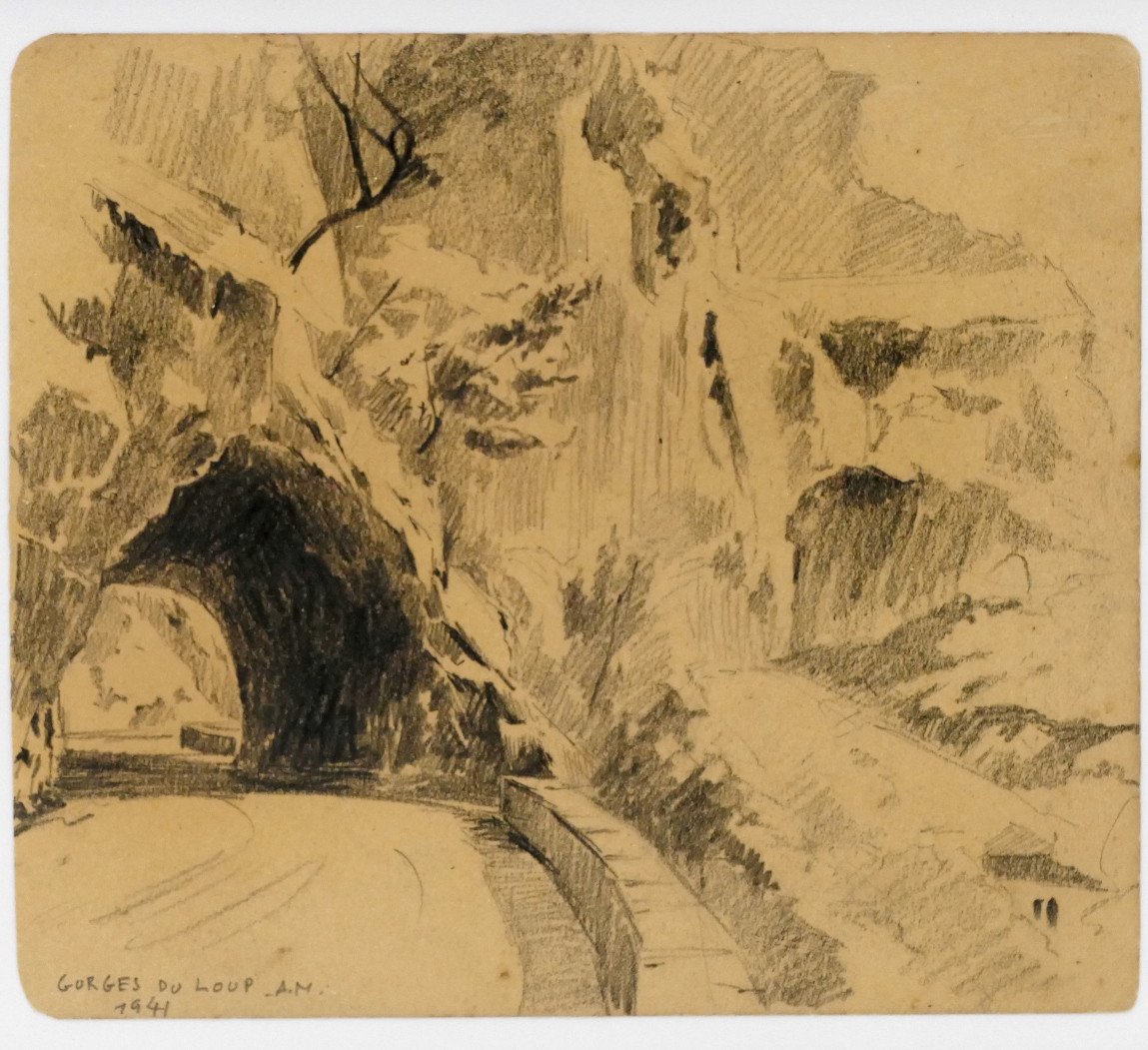 “gorges Du Loup”, Graphite Drawing, Alex Jorio, 1941.