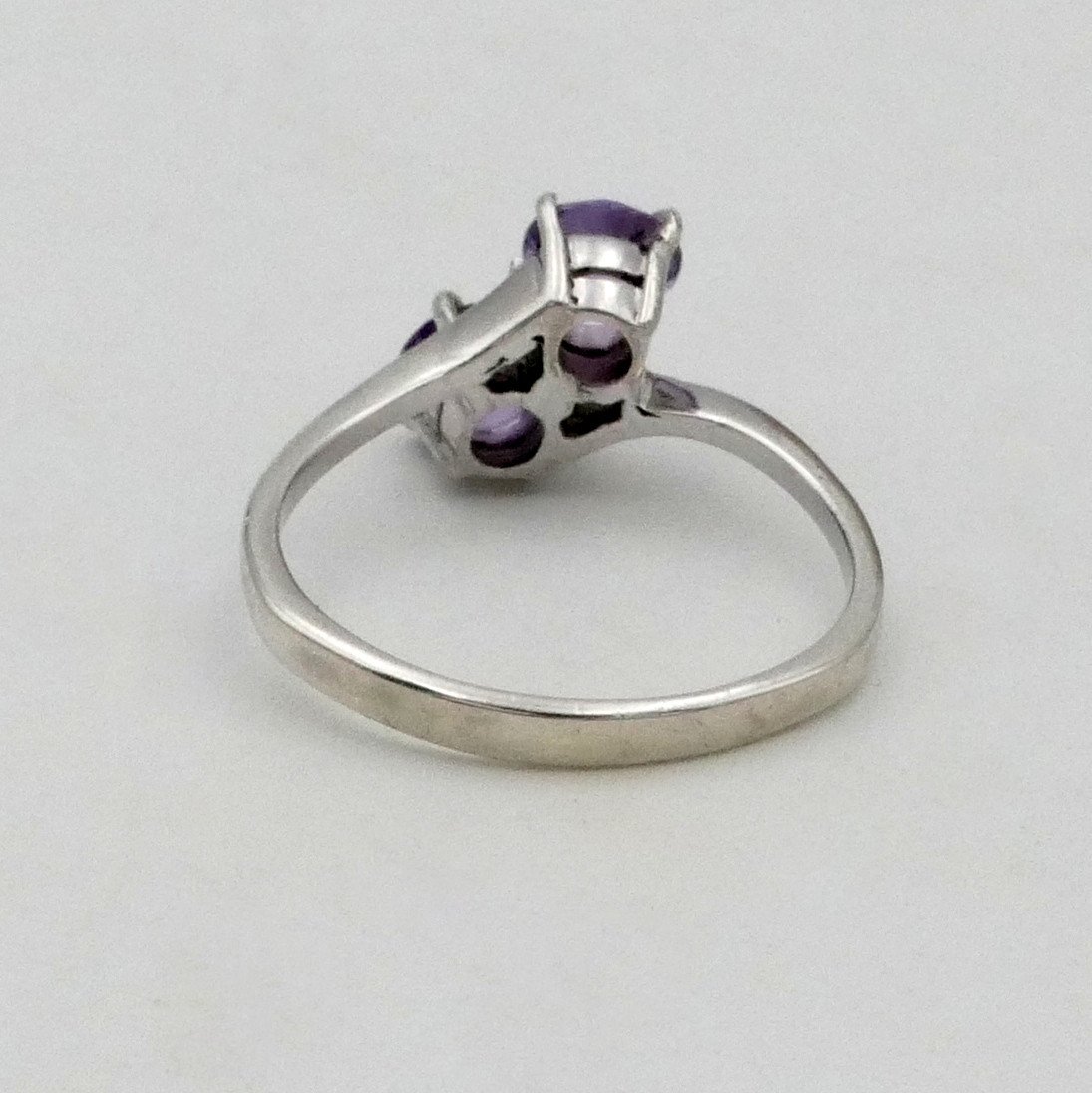 "you And Me" Ring In Amethysts And Solid Silver, Finger Size 55.-photo-4