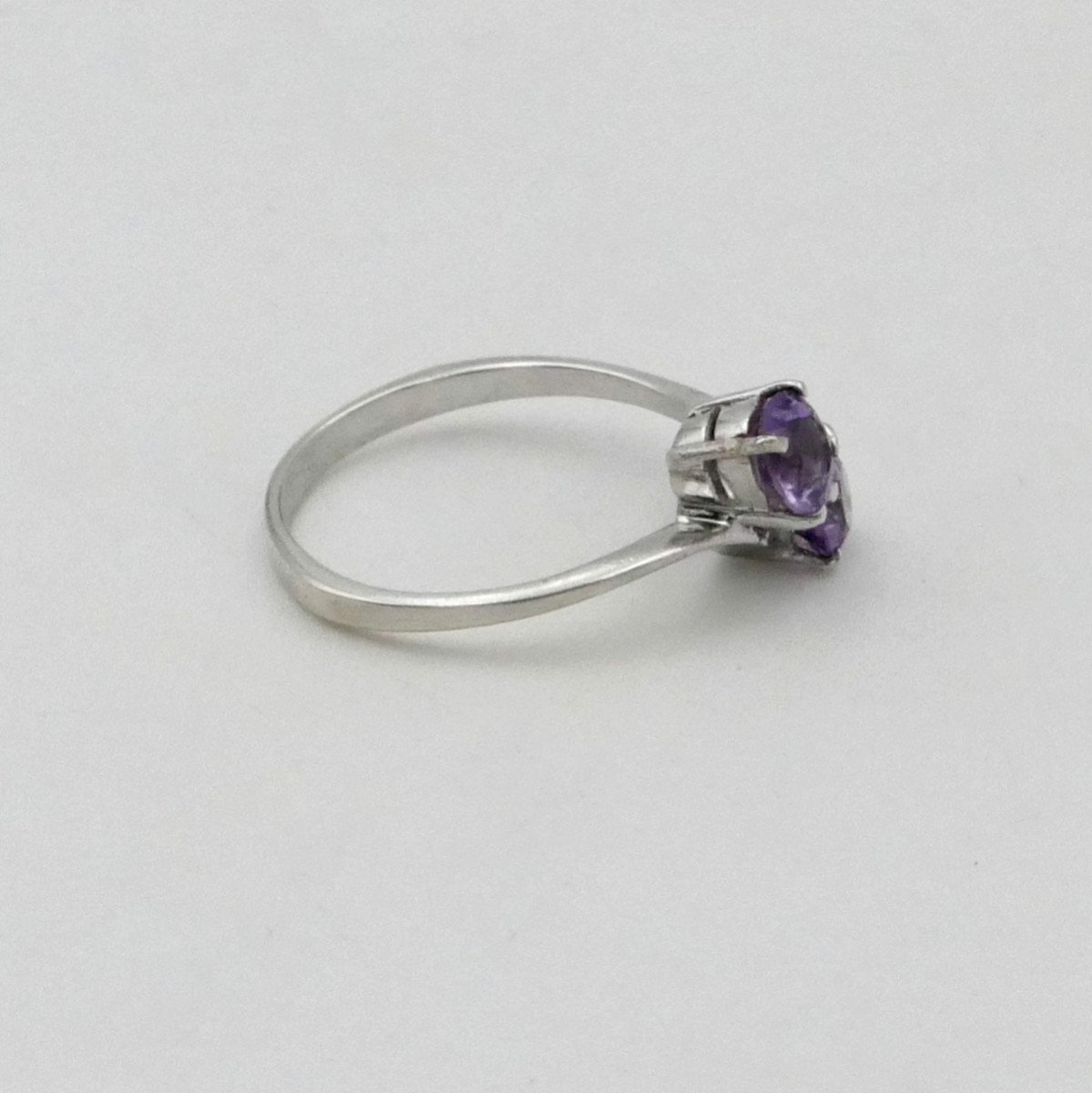 "you And Me" Ring In Amethysts And Solid Silver, Finger Size 55.-photo-1