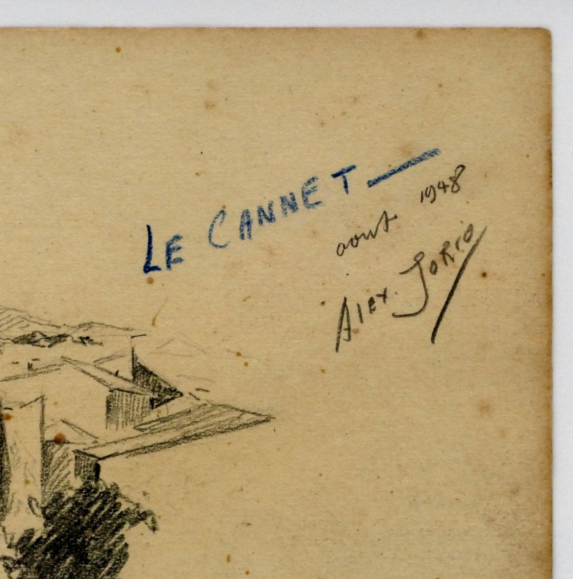 “le Cannet”, Graphite Drawing, Alex Jorio, August 1948. -photo-3