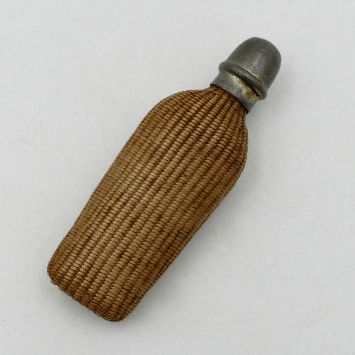 Early 20th Century Woven Straw Salt Bottle. -photo-2