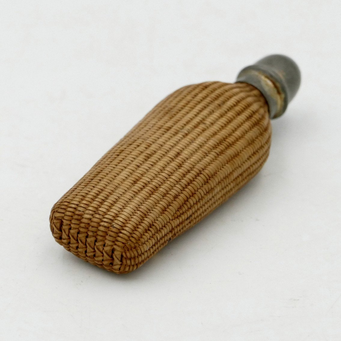 Early 20th Century Woven Straw Salt Bottle. -photo-3