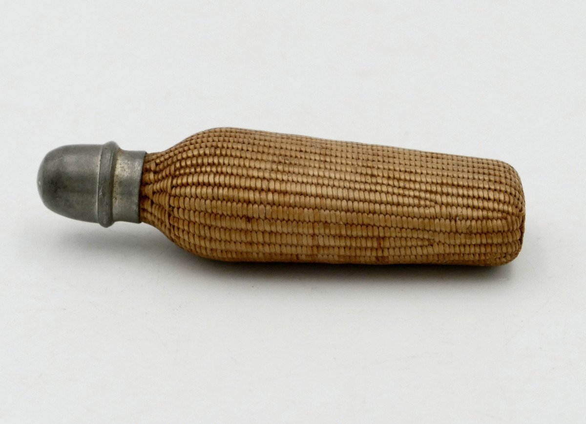 Early 20th Century Woven Straw Salt Bottle. -photo-1