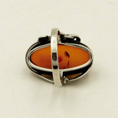 Ring With Large Amber Cabochon On Silver, Art Nouveau Style, Tdd 55.-photo-1