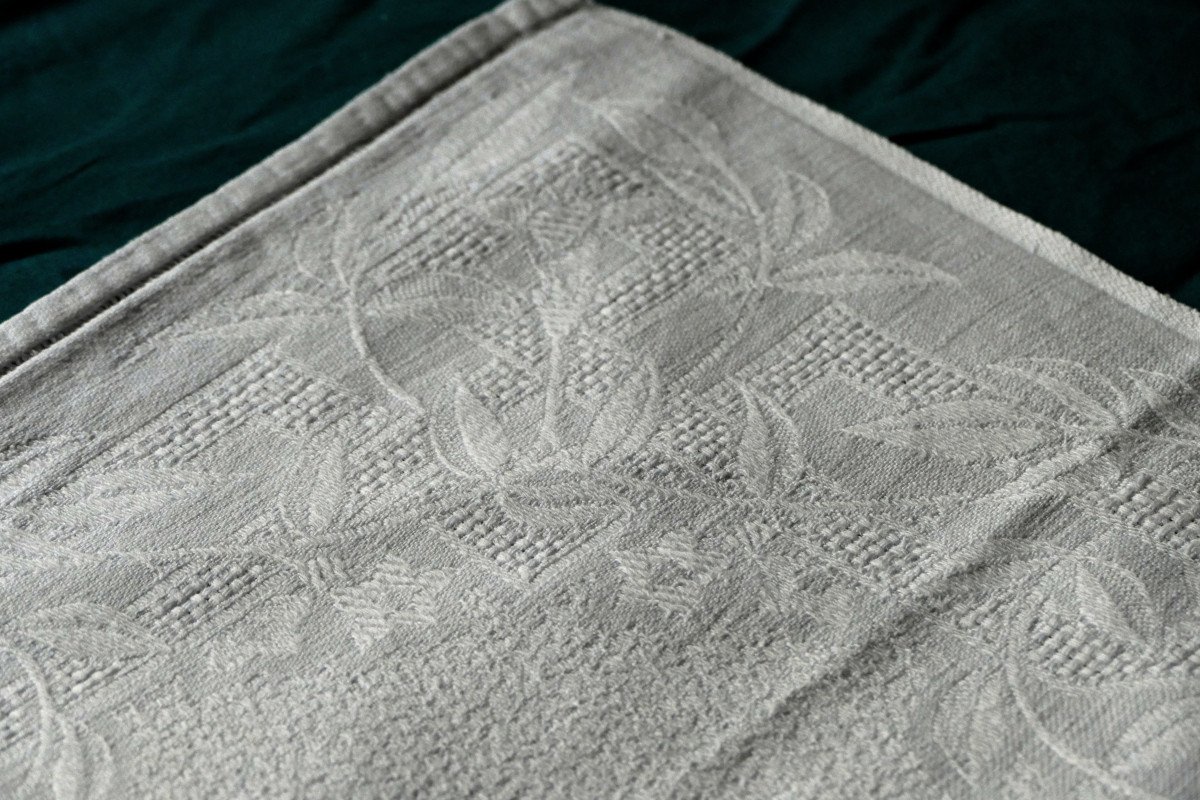 Ten Damask Napkins, Openwork, Monogram “mc”, Art Deco.-photo-4