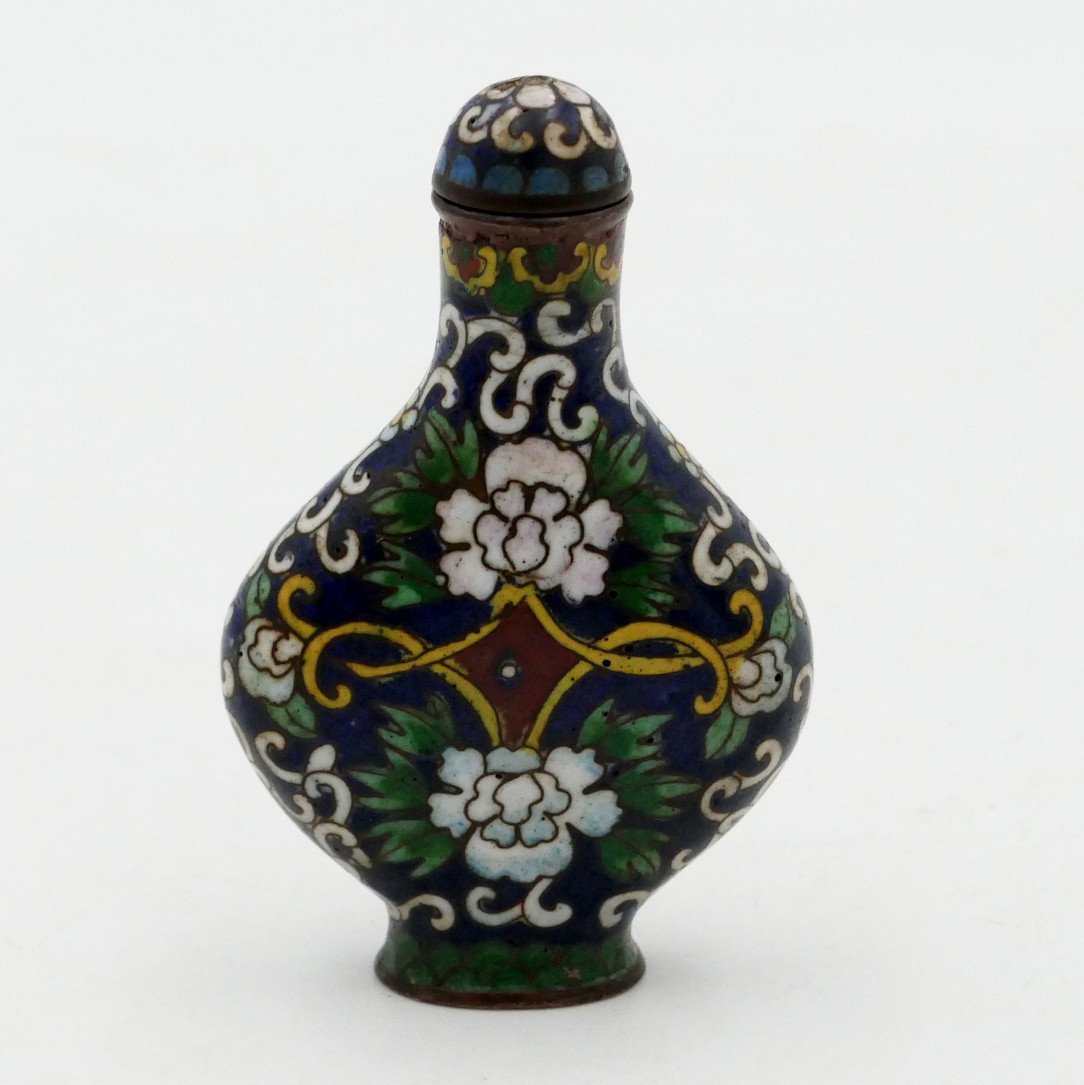 China, Snuff Bottle, Tobacco Bottle, Opium, Cloisonné Enamel, Phoenix Decor, 19th Century.-photo-2