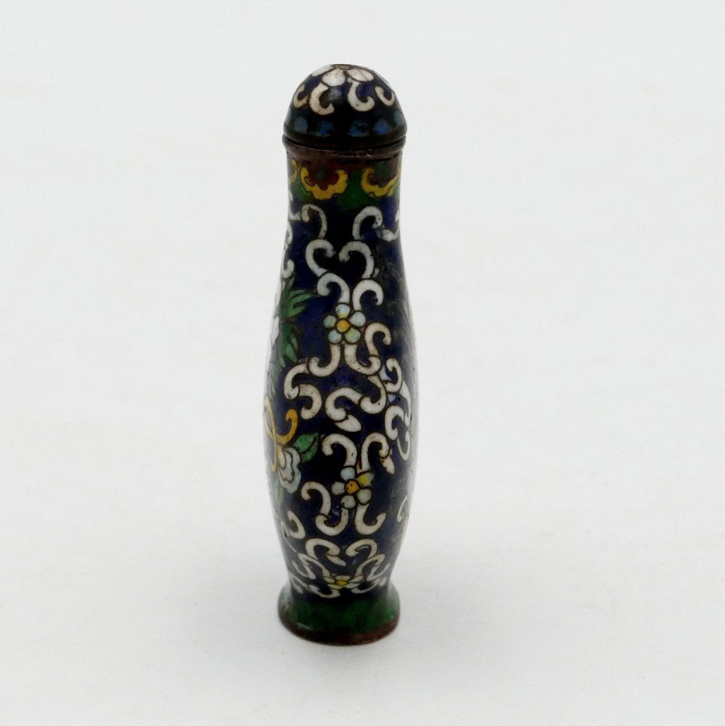 China, Snuff Bottle, Tobacco Bottle, Opium, Cloisonné Enamel, Phoenix Decor, 19th Century.-photo-3