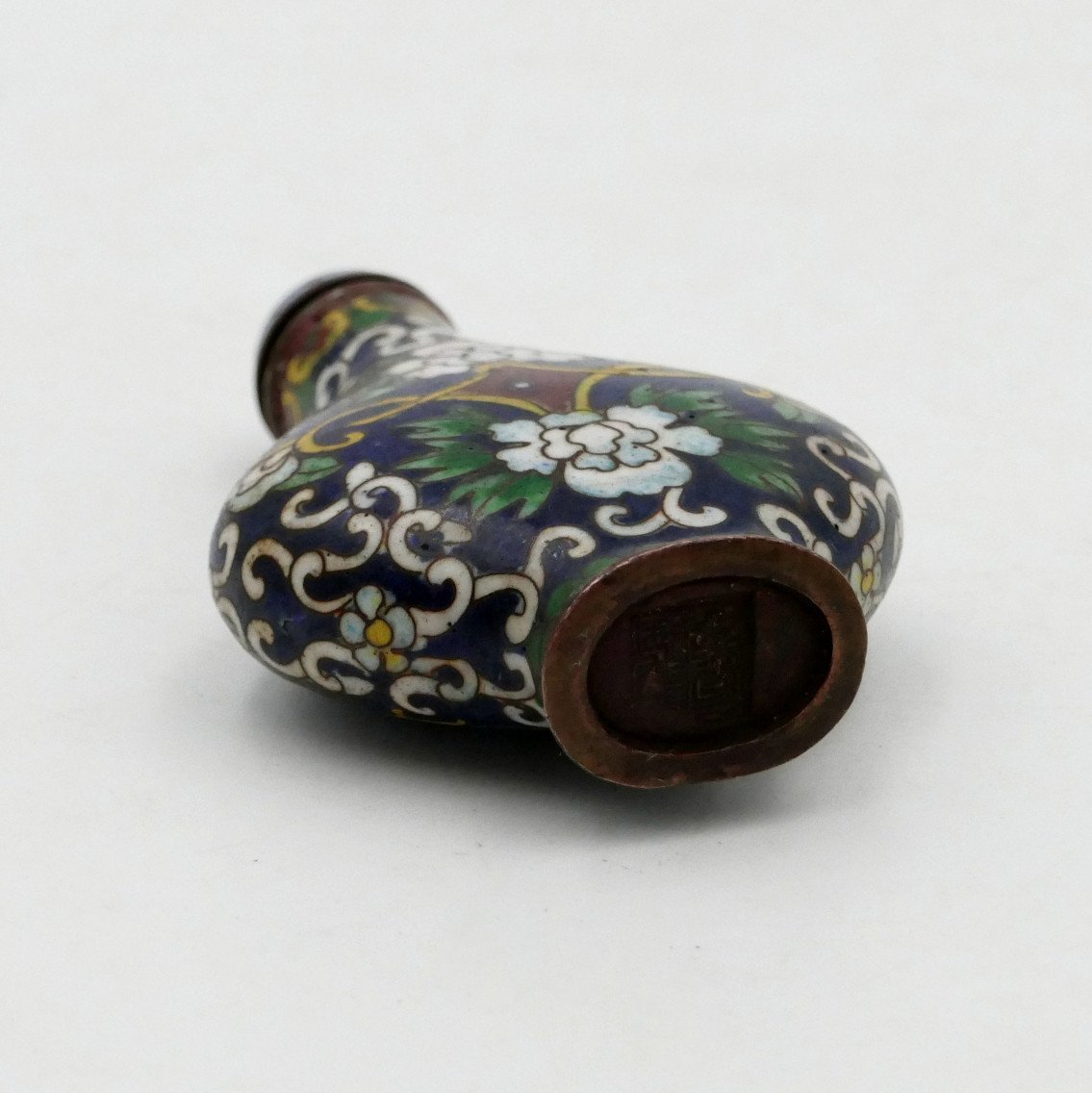 China, Snuff Bottle, Tobacco Bottle, Opium, Cloisonné Enamel, Phoenix Decor, 19th Century.-photo-4