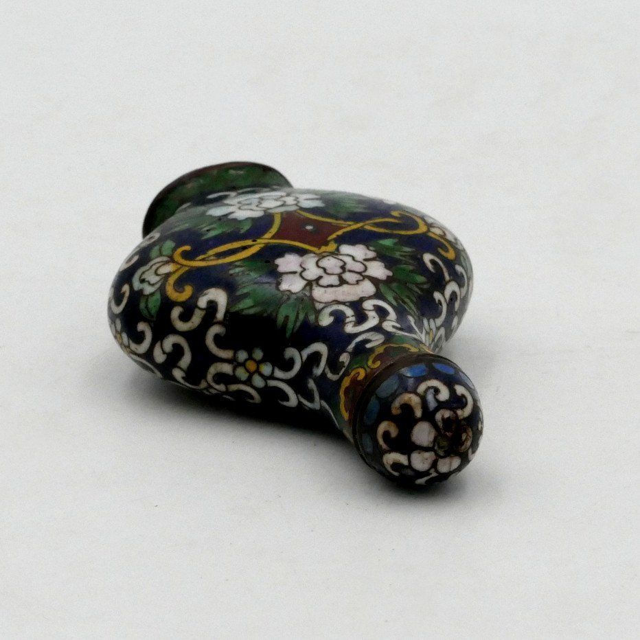 China, Snuff Bottle, Tobacco Bottle, Opium, Cloisonné Enamel, Phoenix Decor, 19th Century.-photo-2