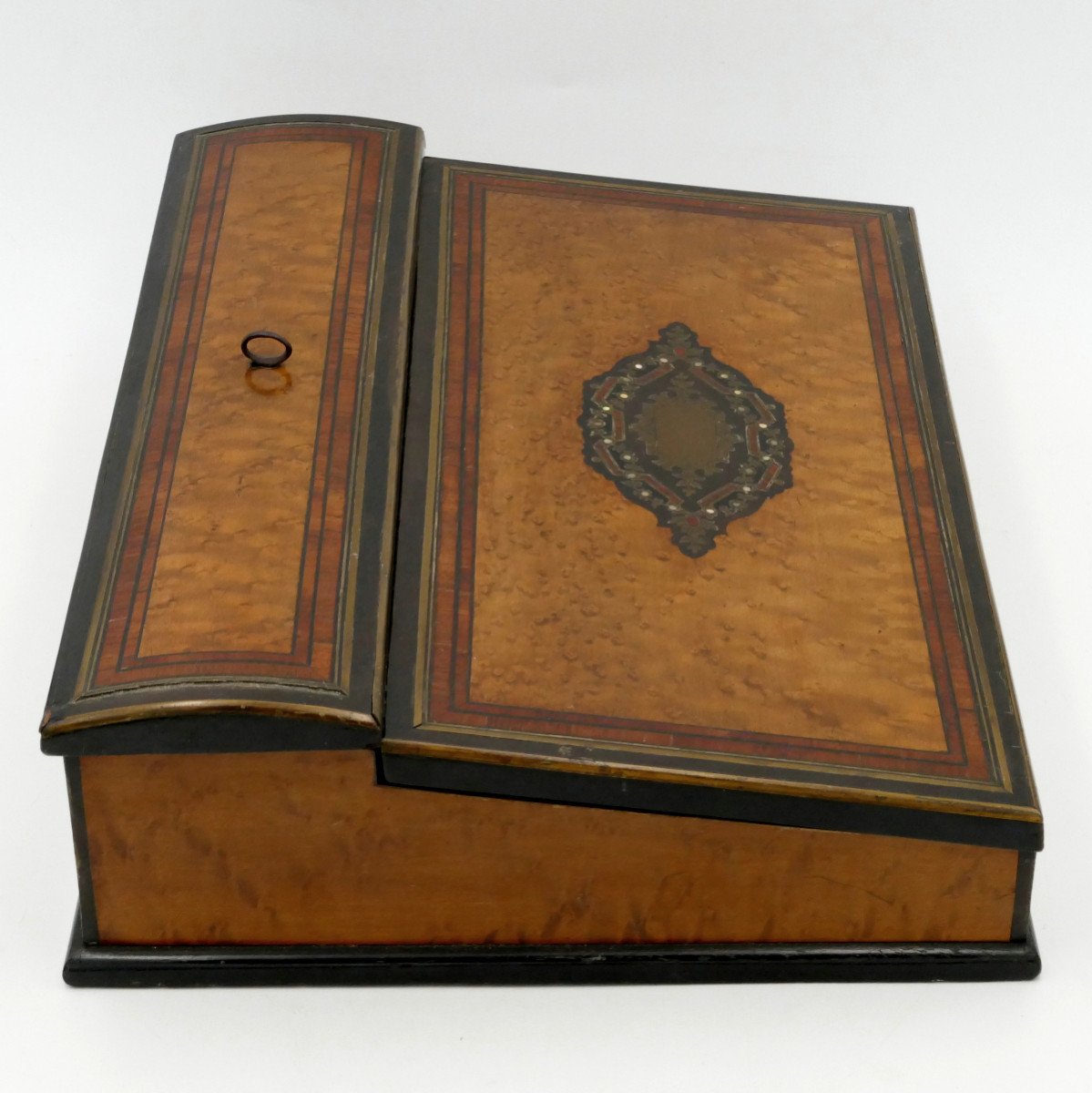 Marquetry Travel Writing Case, 19th Century. Napoleon III Period. -photo-3