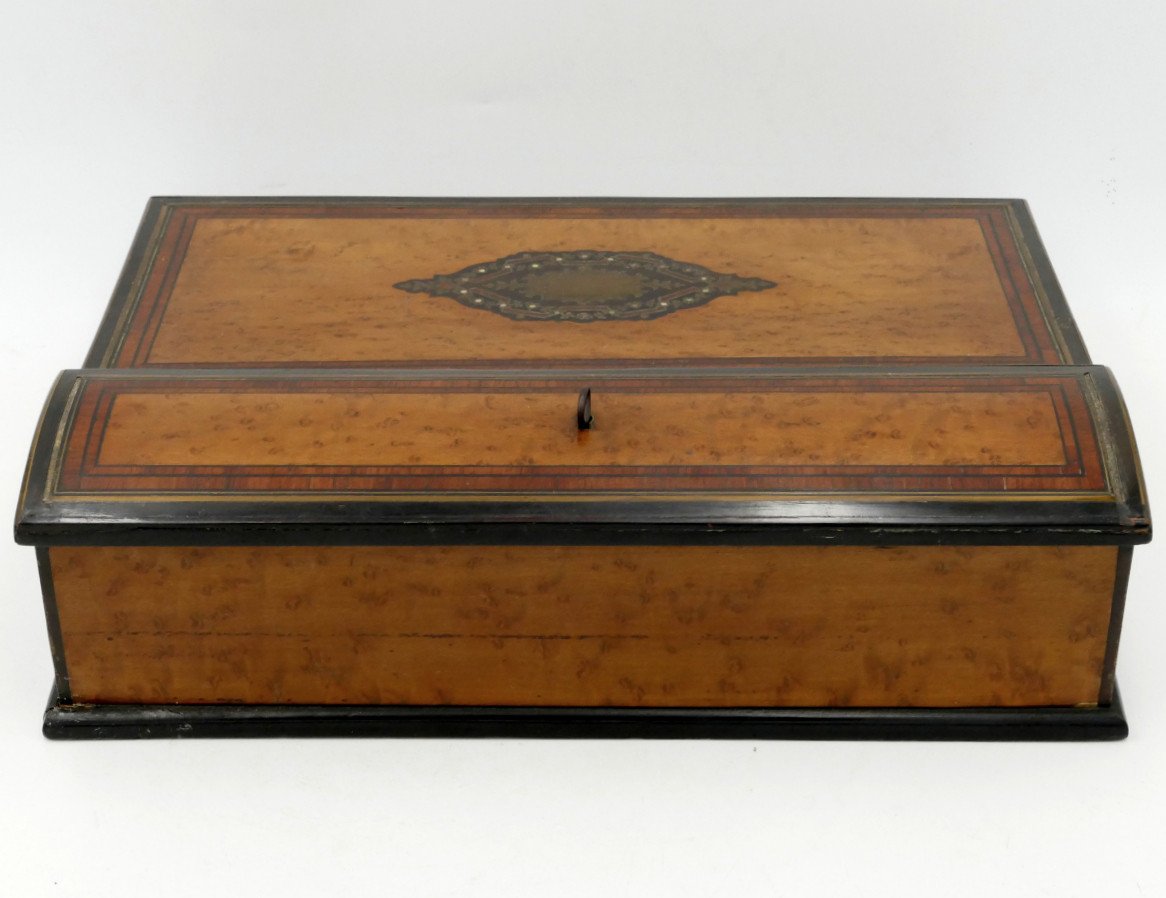 Marquetry Travel Writing Case, 19th Century. Napoleon III Period. -photo-4