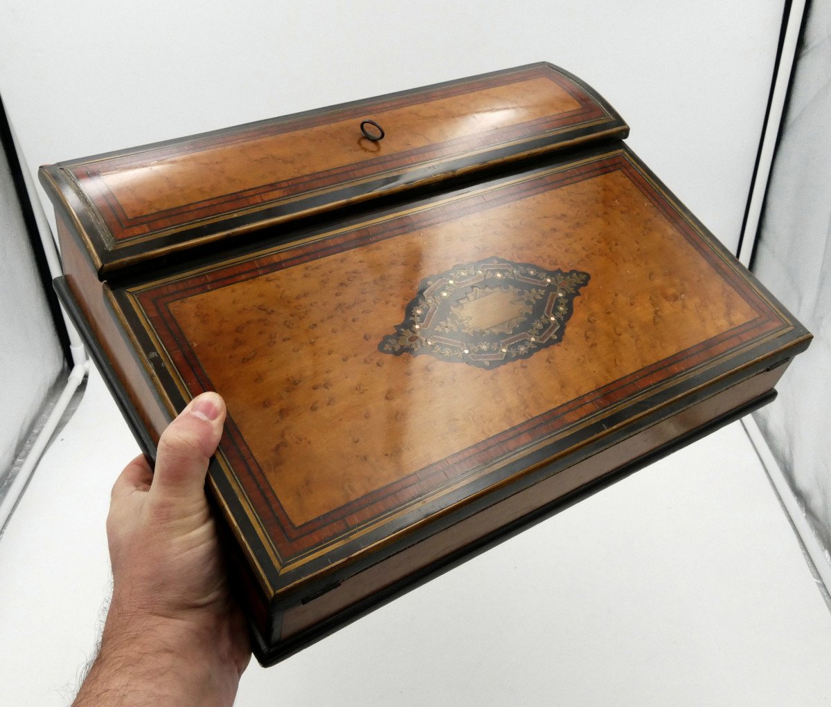 Marquetry Travel Writing Case, 19th Century. Napoleon III Period. -photo-8