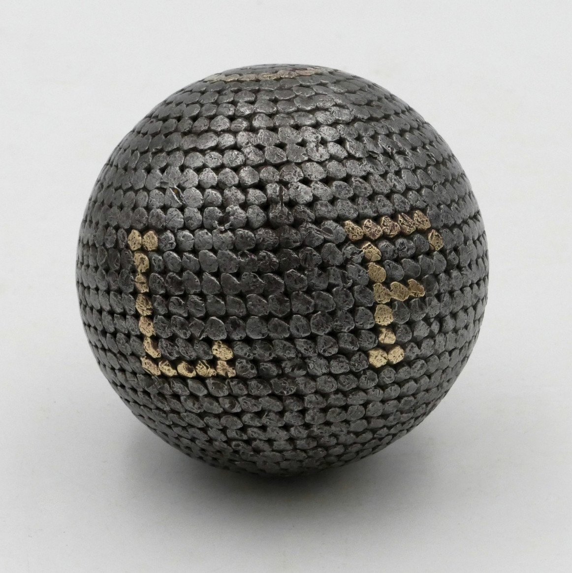 19th Century Studded Lyonnaise Ball, L F Monogram.-photo-5