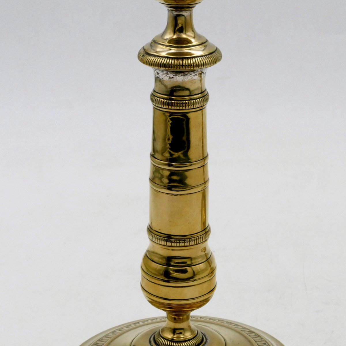 Pair Of Restoration Style Candlesticks, Silver And Gilt Metal, 19th Century.-photo-1