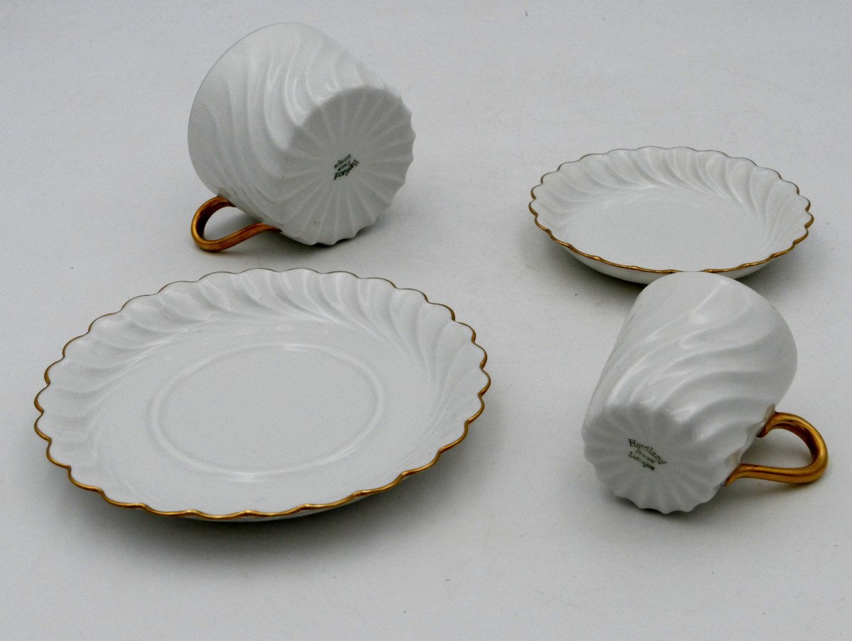 Haviland, Limoges, 138 Pieces, Large Twisted Dinner Service, White And Gold.-photo-8