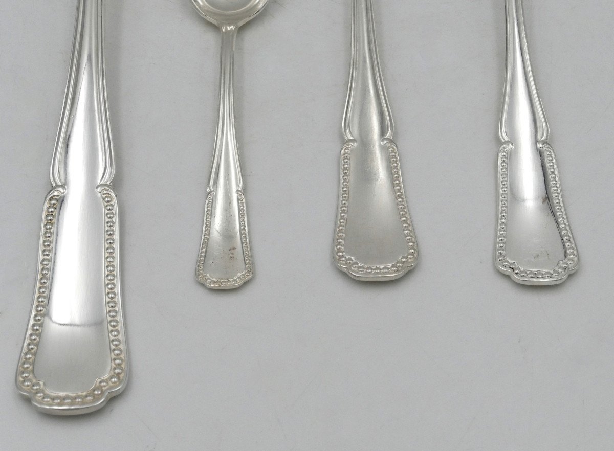 Important Silver Plated Metal Cutlery Set, 134 Pieces In Cases, 20th Century. -photo-4