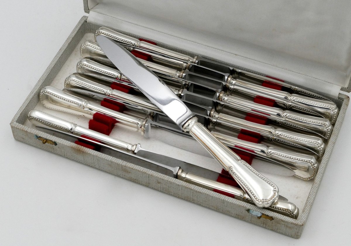 Important Silver Plated Metal Cutlery Set, 134 Pieces In Cases, 20th Century. -photo-7