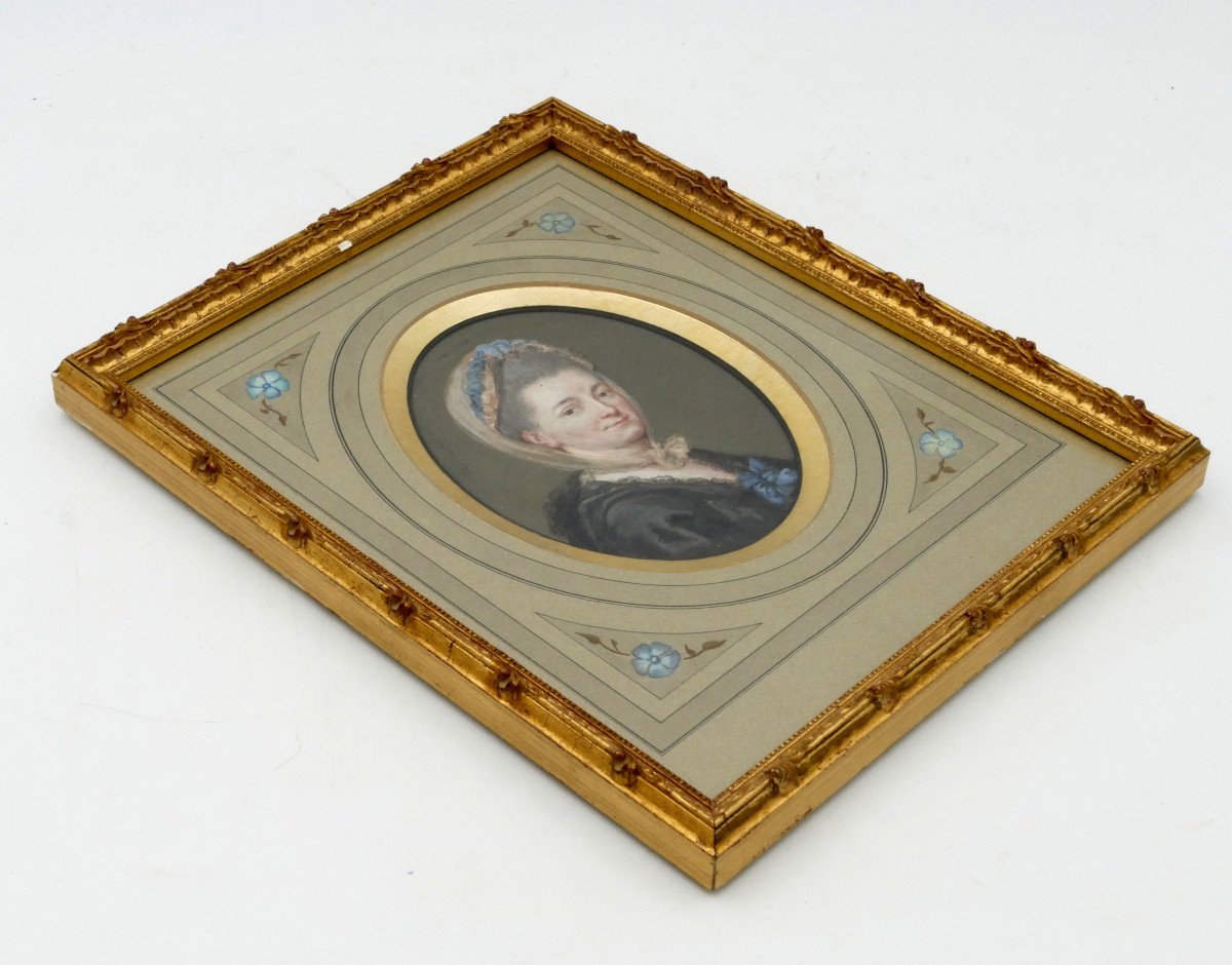 Portrait Of A Woman, 18th Century, Gouache Watercolor, Louis XVI Period.-photo-2