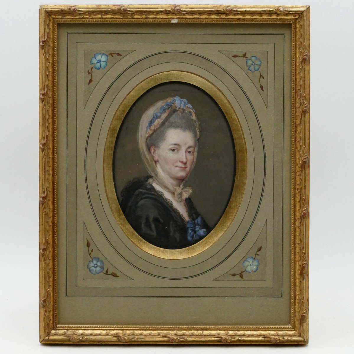 Portrait Of A Woman, 18th Century, Gouache Watercolor, Louis XVI Period.