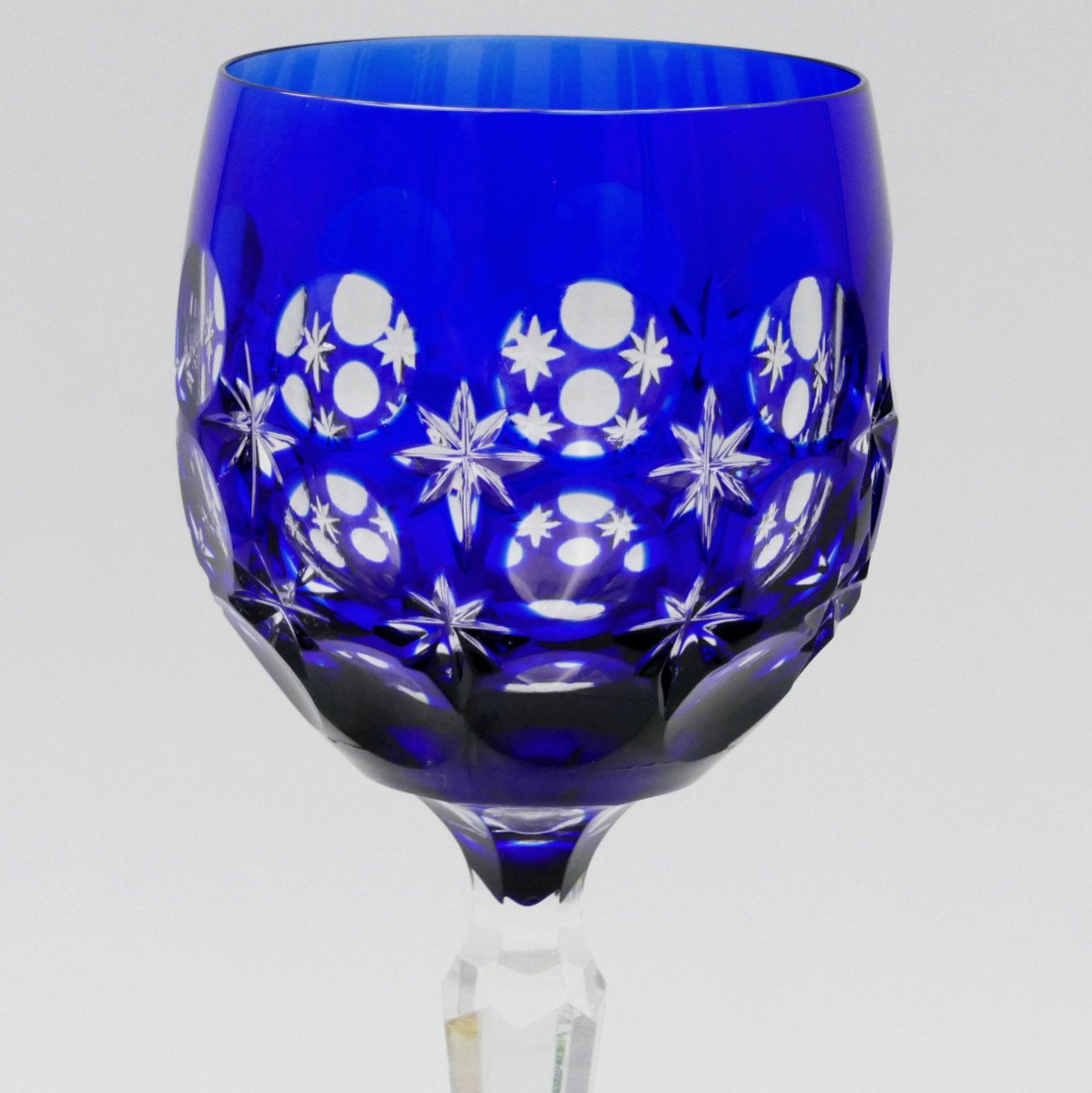 6 Rhine White Wine Glasses In Crystal, 20th Century, Blue, Red, Green, Purple, Amber.-photo-4