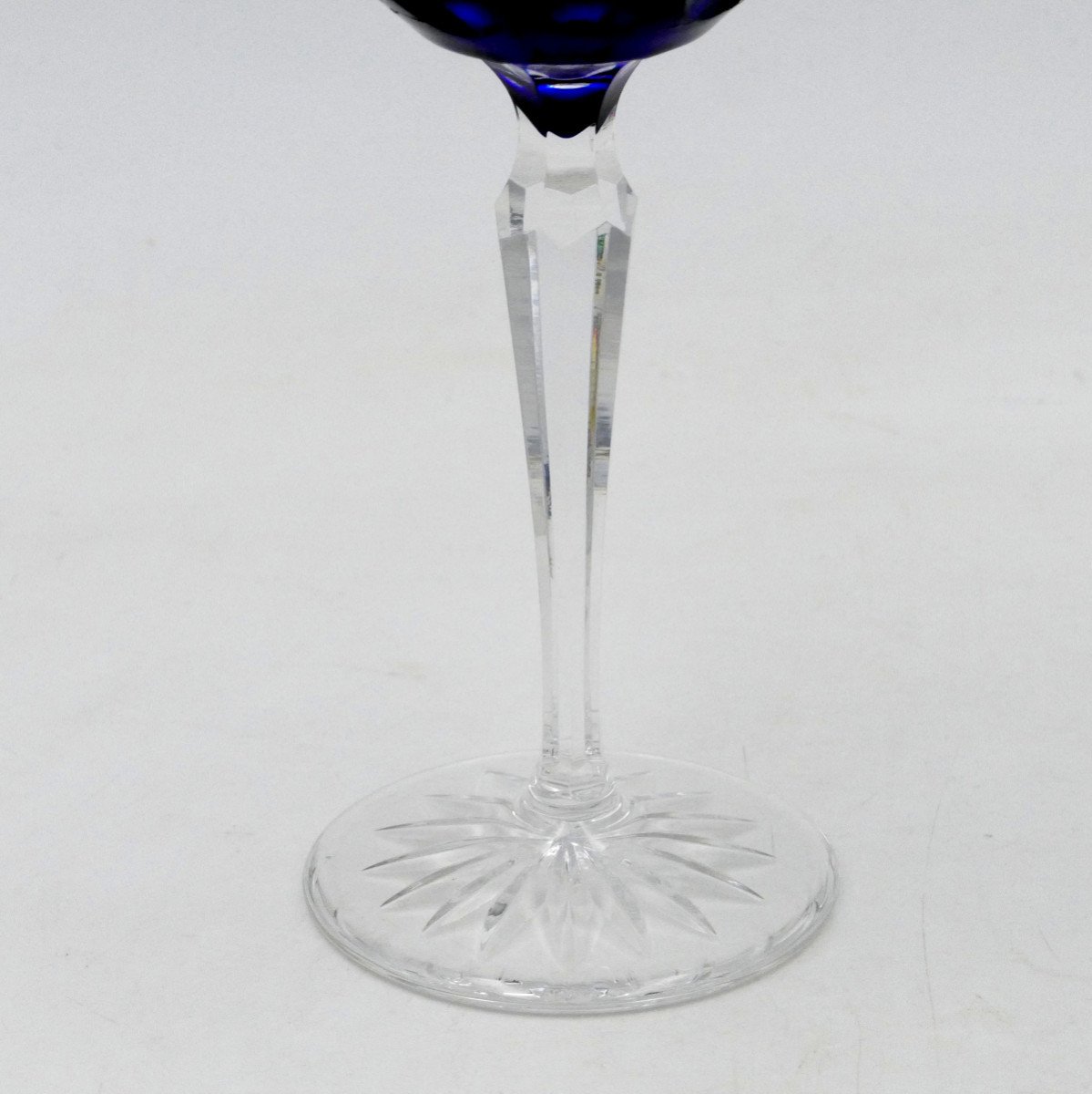 6 Rhine White Wine Glasses In Crystal, 20th Century, Blue, Red, Green, Purple, Amber.-photo-5