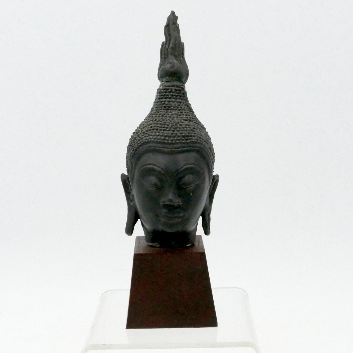 Tête De Bouddha, Birmanie, Fin XIXe / Début XXe Siècle, Bronze.-photo-2