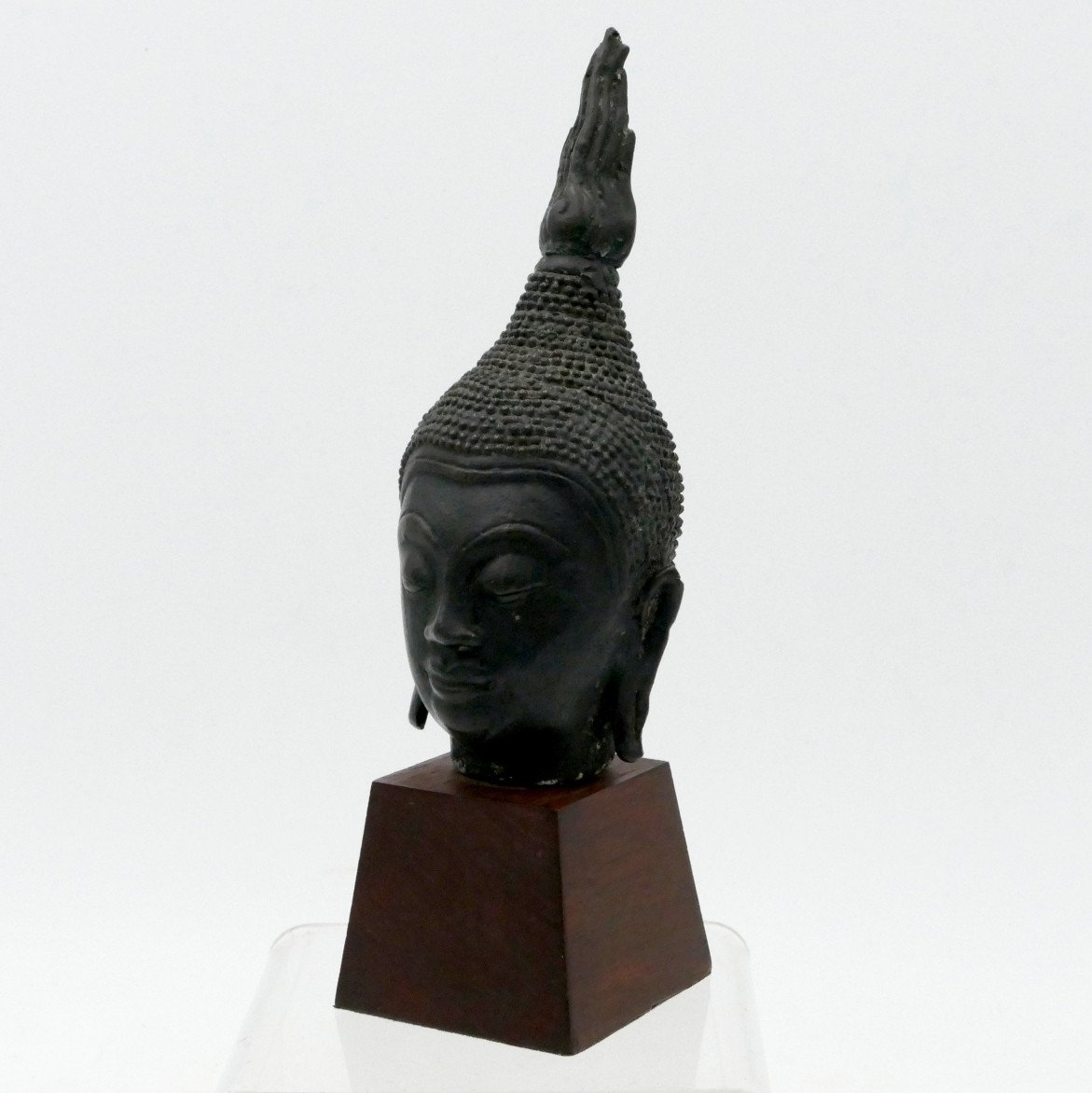 Tête De Bouddha, Birmanie, Fin XIXe / Début XXe Siècle, Bronze.-photo-3