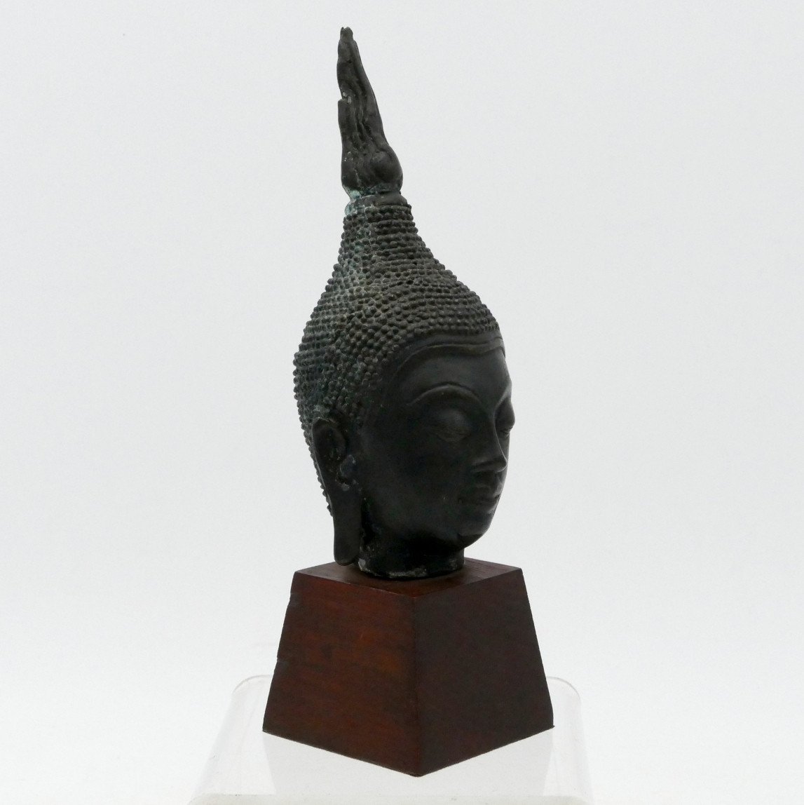 Tête De Bouddha, Birmanie, Fin XIXe / Début XXe Siècle, Bronze.-photo-3