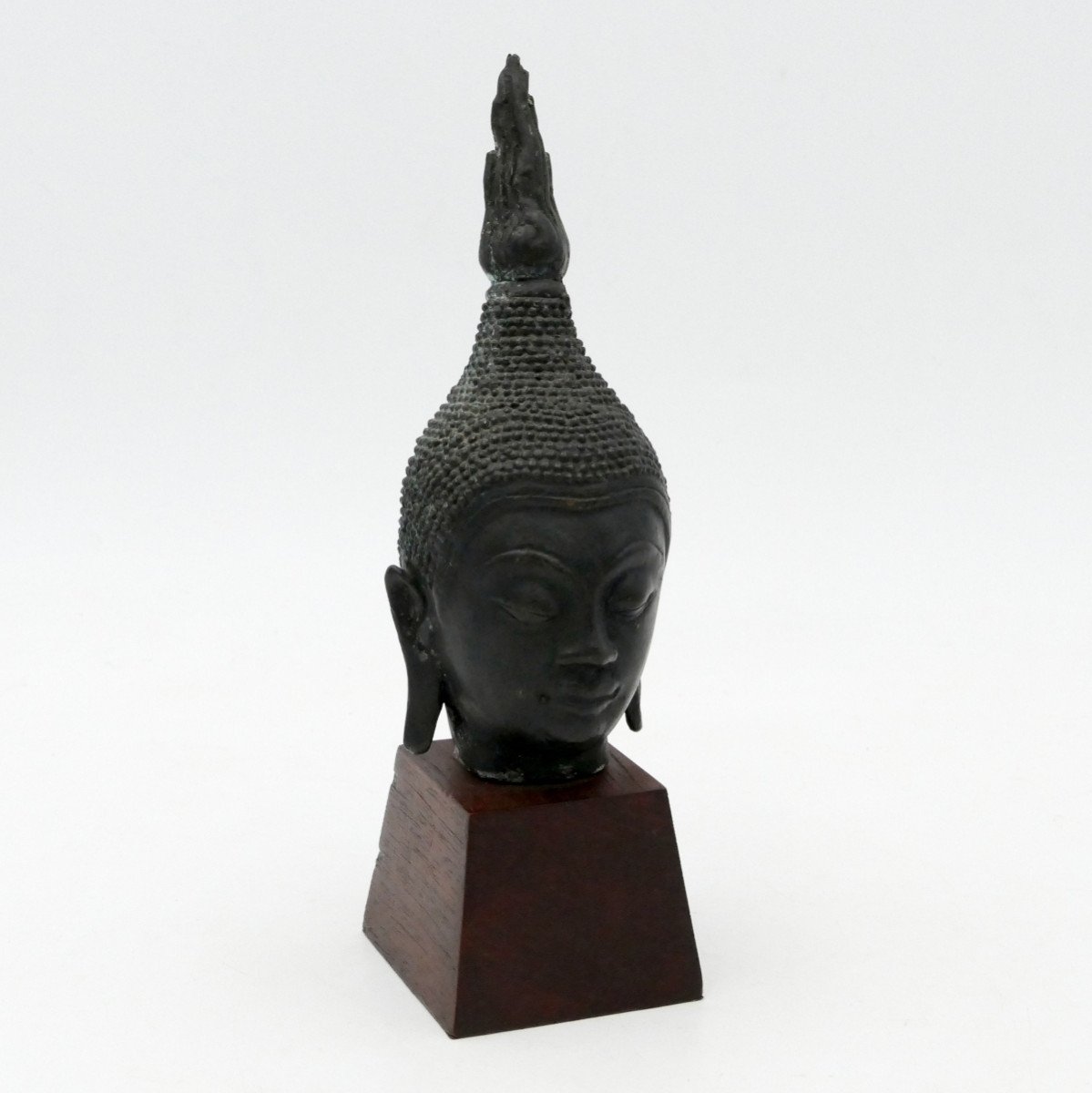 Tête De Bouddha, Birmanie, Fin XIXe / Début XXe Siècle, Bronze.-photo-4