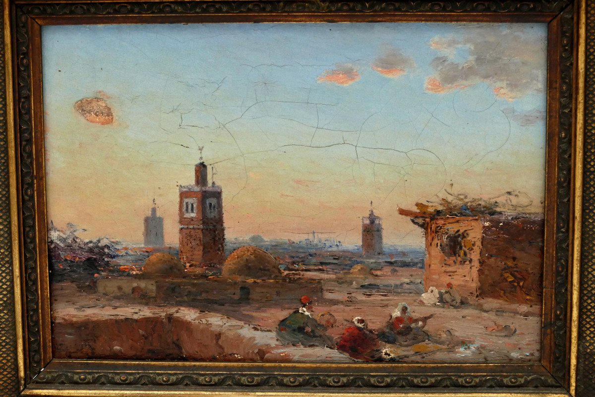 “view Of The Port Of Tangier”, Oil On Canvas Orientalist, Gavin Robert, (att) (1827-1883). -photo-2