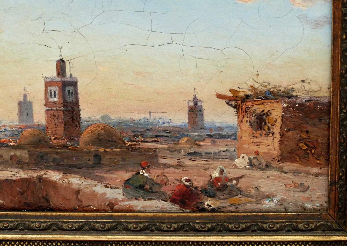 “view Of The Port Of Tangier”, Oil On Canvas Orientalist, Gavin Robert, (att) (1827-1883). -photo-3