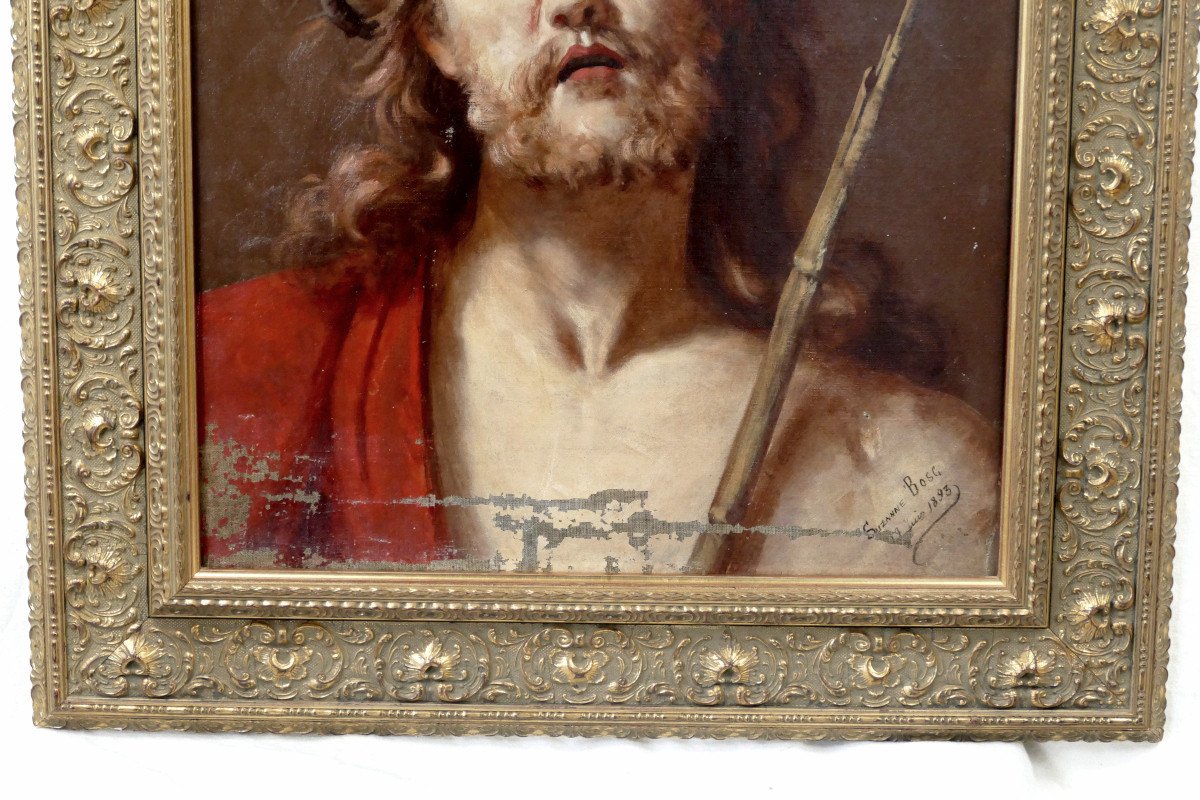 Ecce Homo, Oil On Canvas, Late 19th Century, Religious Painting, Christ, 17th Century Style.-photo-4