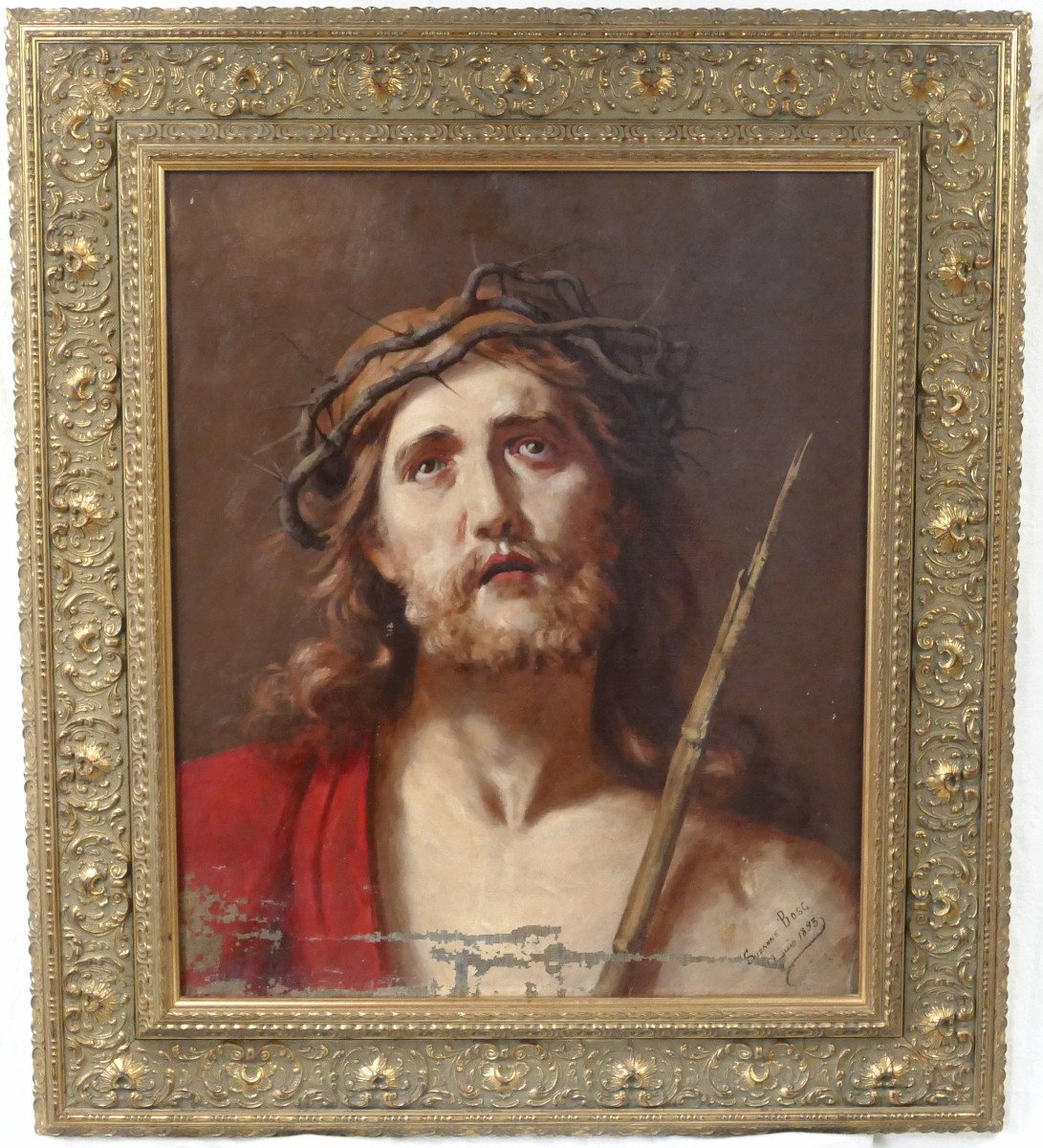 Ecce Homo, Oil On Canvas, Late 19th Century, Religious Painting, Christ, 17th Century Style.