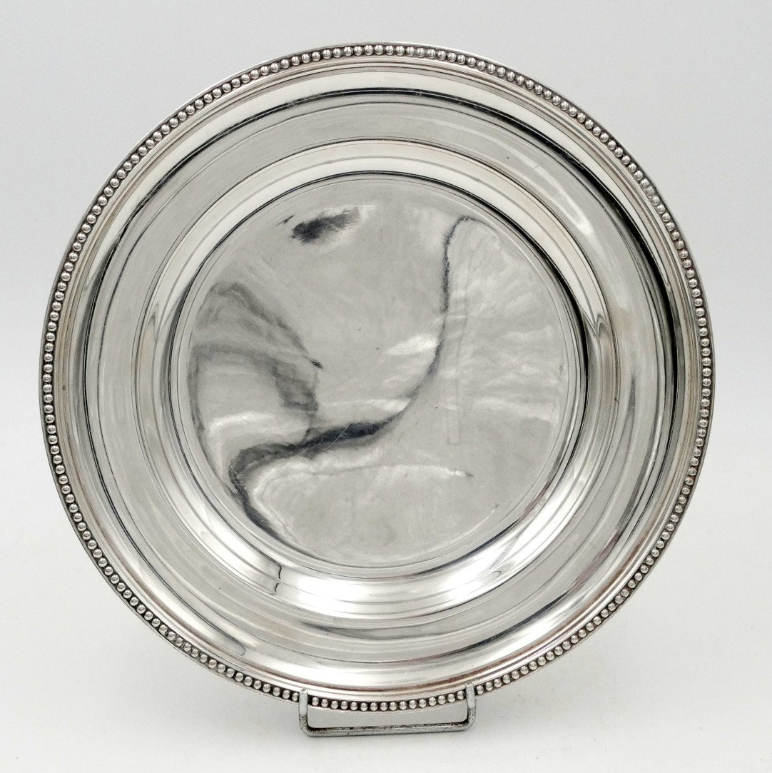 Ercuis, Round Hollow Dish In Silver-plated Metal, 20th Century.-photo-1