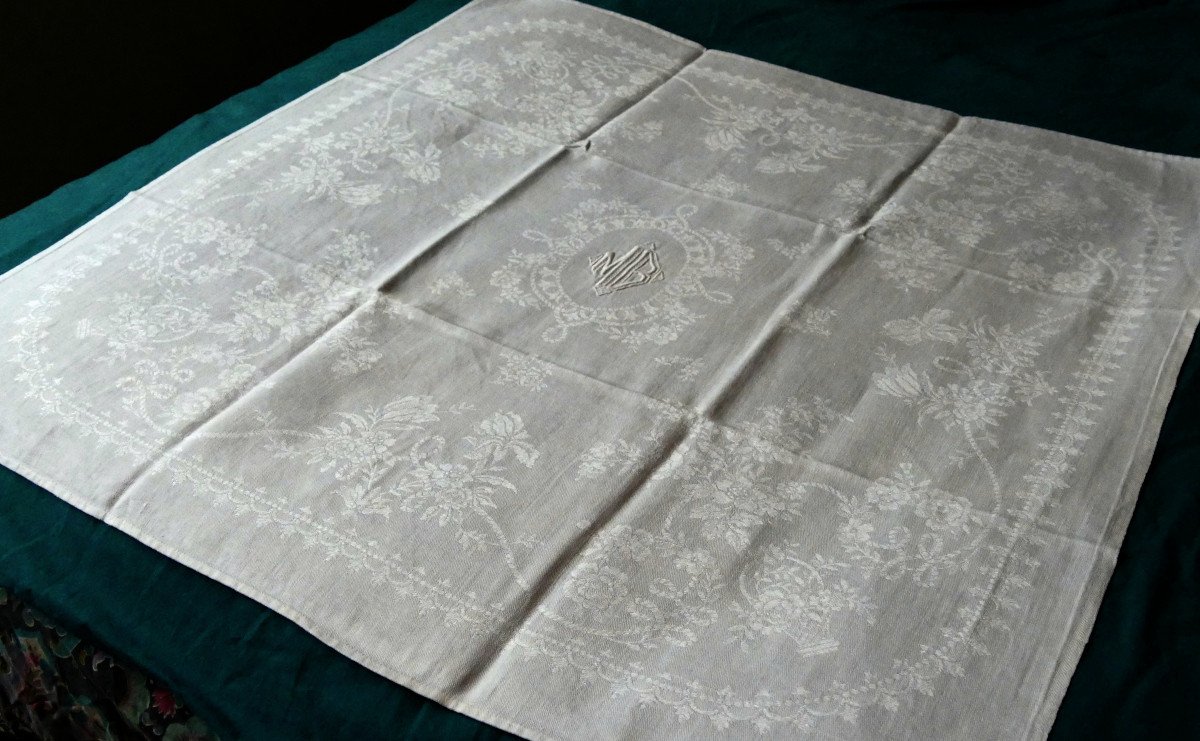 Our Heavily Damask Napkins, Monogram “mb”, Art Deco.-photo-3