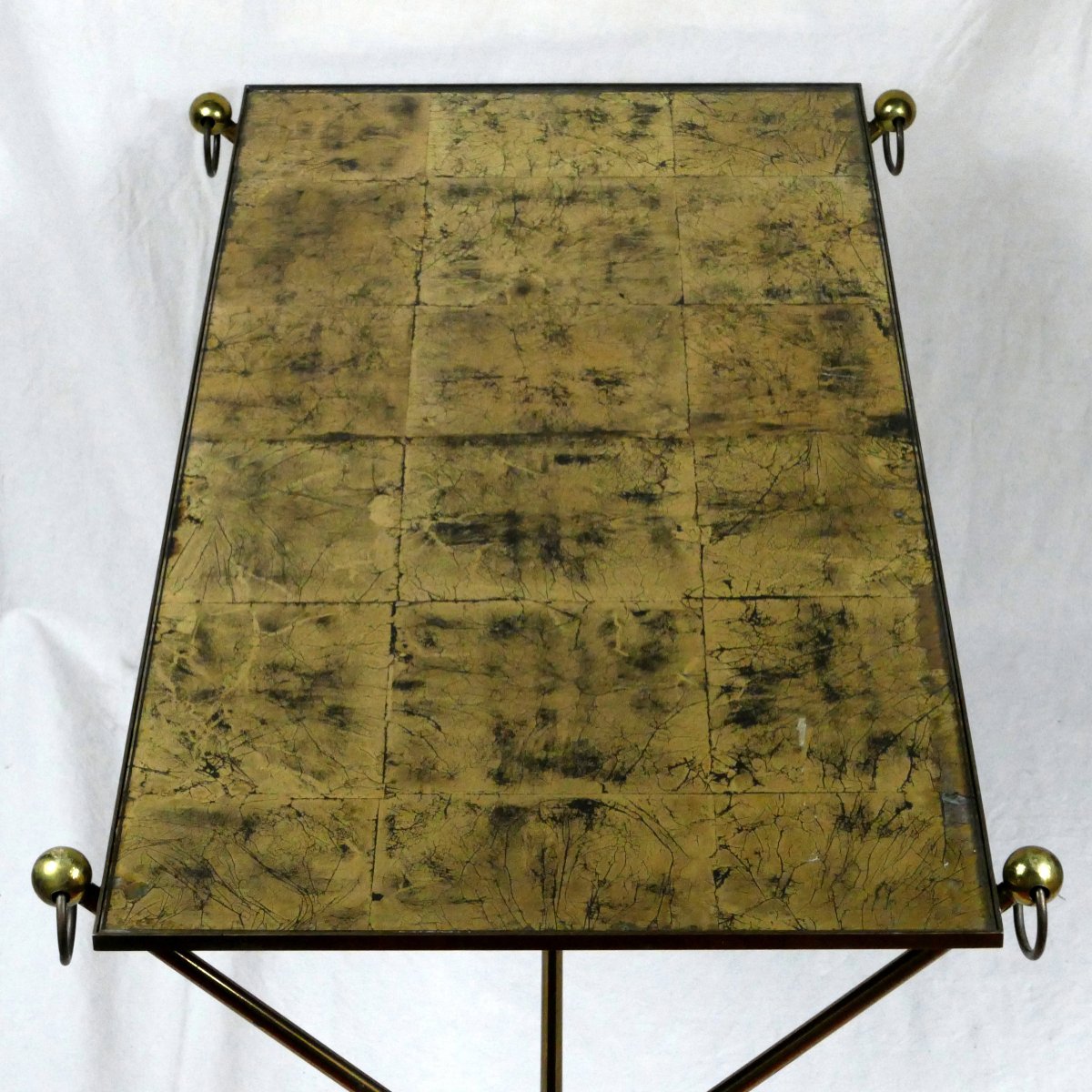 Coffee Table, Bronze And Brass, Gold Leaf Top, In The Style Of Maison Jansen, 1970.-photo-3