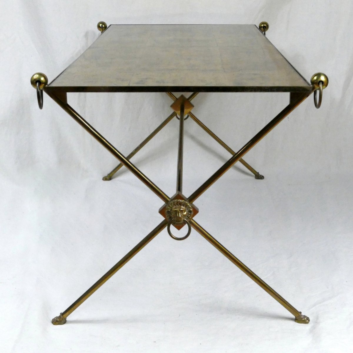 Coffee Table, Bronze And Brass, Gold Leaf Top, In The Style Of Maison Jansen, 1970.-photo-6