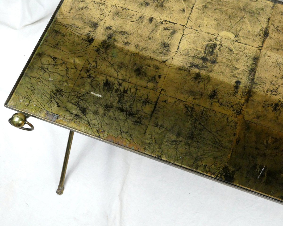 Coffee Table, Bronze And Brass, Gold Leaf Top, In The Style Of Maison Jansen, 1970.-photo-7