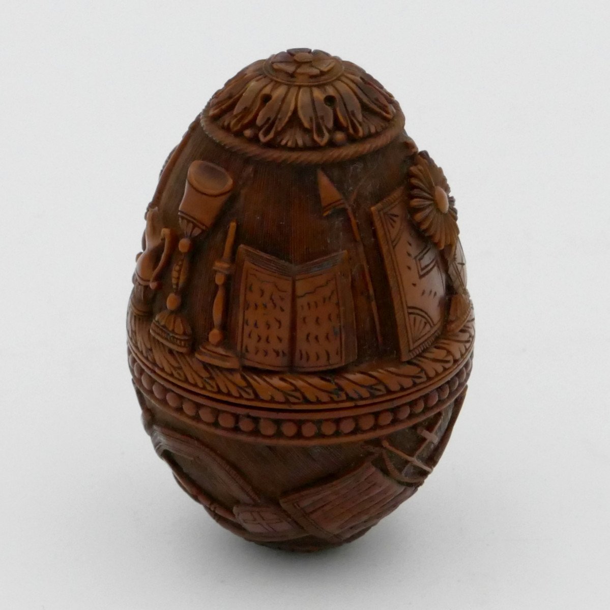 Exceptional Egg In Carved Corozo, Rosary, Christianity, Early Nineteenth.-photo-2