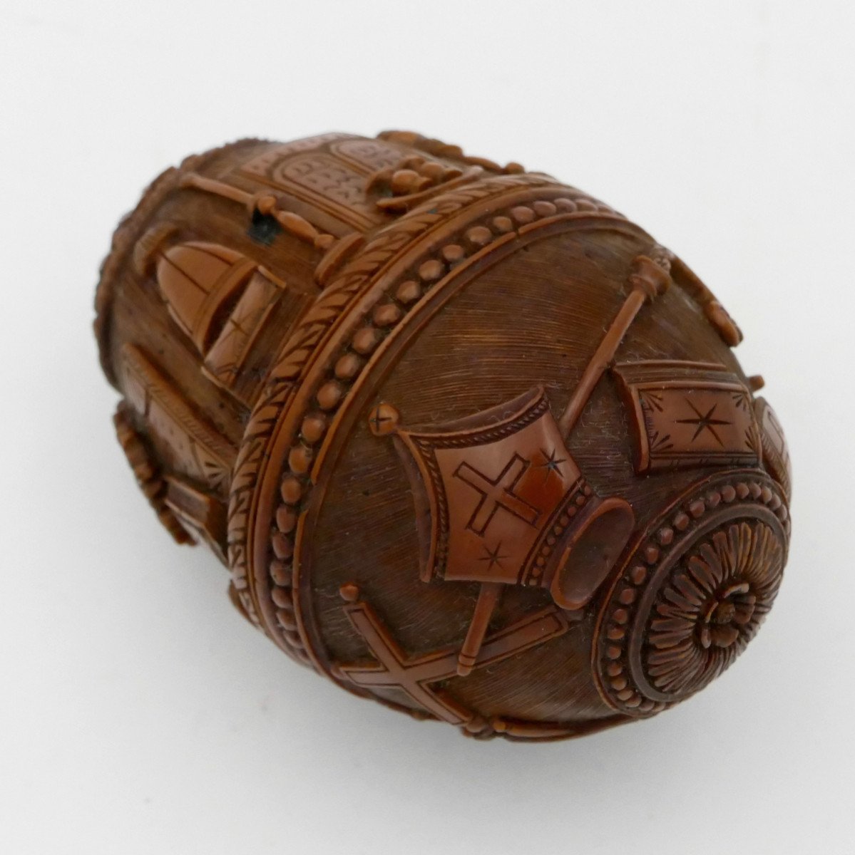 Exceptional Egg In Carved Corozo, Rosary, Christianity, Early Nineteenth.-photo-1