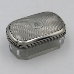 Box, Lid In Guilloché Silver, Numbered “e M”, Art Deco.