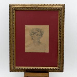 Portrait Of A Woman In Graphite, 19th Century.