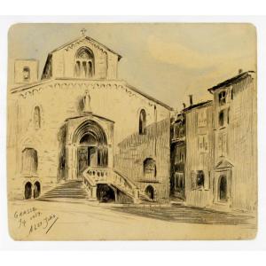 “grasse”, View Of Notre Dame Du Puy, Graphite Drawing, Alex Jorio, September 1939.