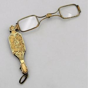 Lorgnon, Face à Main, Lunettes, Argent Vermeil, Napoléon III, XIXe Siècle, Binocle.